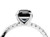 Platinum Fancy Black Emerald Cut Diamond Brilliant Solitaire Ring with Pavé Band and Four-Prong Setting_40