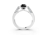 Platinum Fancy Black Emerald Cut Diamond Channel Set Solitaire Ring with Four-Prong Setting_57