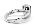 Platinum Fancy Black Emerald Cut Diamond Double Halo Ring with Split Shank and Four-Prong Setting_6