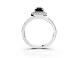 Platinum Fancy Black Emerald Cut Diamond Double Halo Ring with Split Shank and Four-Prong Setting_9