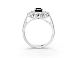 Platinum Fancy Black Emerald Cut Diamond Floral Double Halo Engagement Ring with Prong Setting_34