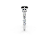 Platinum Fancy Black Emerald Cut Diamond Side Stone Engagement Ring with Four-Prong Setting_14