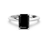 Platinum Fancy Black Emerald Cut Diamond Solitaire Engagement Ring with Classic Band and Four-Prong Setting_12