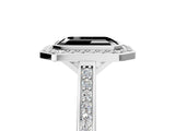 Platinum Fancy Black Emerald Cut Halo Bezel Diamond Pave Band Ring_35