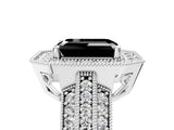 Platinum Fancy Black Emerald Cut Halo Diamond Engagement Ring with Pave Split Shank and Four-Prong Setting_11