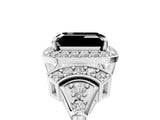 Platinum Fancy Black Emerald Cut Halo Diamond Split Shank Engagement Ring with Four-Prong Setting_11