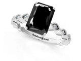 Platinum Fancy Black Emerald Cut Solitaire Diamond Ring with Infinity Twist Band and Four-Prong Setting_13