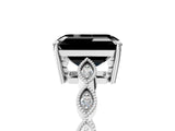 Platinum Fancy Black Emerald Cut Solitaire Diamond Ring with Infinity Twist Band and Four-Prong Setting_17