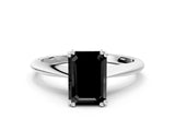 Platinum Fancy Black Emerald Cut Solitaire Diamond Ring with Six-Prong Setting and Classic Band_36