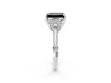 Platinum Fancy Black Emerald Cut Solitaire Split Shank Pave Diamond Engagement Ring with Four-Prong Setting_62