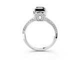 Platinum Fancy Black Emerald Cut Solitaire Split Shank Pave Diamond Engagement Ring with Four-Prong Setting_63
