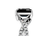 Platinum Fancy Black Emerald Cut Solitaire Twist Pave Diamond Engagement Ring with Prong Setting_84