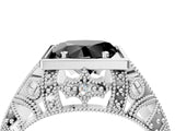Platinum Fancy Black Heart Cut Brilliant Milgrain Filigree Diamond Ring with Square Prong Setting_10