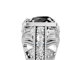 Platinum Fancy Black Heart Cut Brilliant Milgrain Filigree Diamond Ring with Square Prong Setting_11