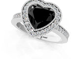 Platinum Fancy Black Heart Cut-Cut Diamond Halo Engagement Ring with Pave Band and Prong Setting_13