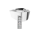 Platinum Fancy Black Heart Cut-Cut Diamond Halo Engagement Ring with Pave Band and Prong Setting_17