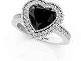 Platinum Fancy Black Heart Cut Cut Halo Pavé Diamond Ring_13