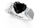 Platinum Fancy Black Heart Cut Diamond Channel Set Solitaire Ring with Four-Prong Setting_23