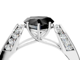 Platinum Fancy Black Heart Cut Diamond Channel Set Solitaire Ring with Four-Prong Setting_26