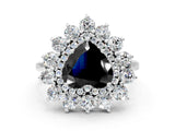 Platinum Fancy Black Heart Cut Diamond Floral Double Halo Engagement Ring with Prong Setting_49