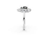 Platinum Fancy Black Heart Cut Diamond Floral Double Halo Engagement Ring with Prong Setting_51