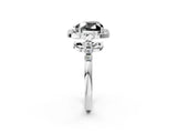 Platinum Fancy Black Heart Cut Diamond Floral Halo Split Shank Prong Setting Ring_8