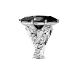 Platinum Fancy Black Heart Cut Diamond  Halo Twist Band Solitaire Prong Setting Ring_17