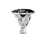 Platinum Fancy Black Heart Cut Diamond  Halo Twist Band Solitaire Prong Setting Ring_29