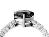 Platinum Fancy Black Heart Cut Diamond Scattered Round Accent Ring with Prong Setting_7