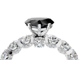 Platinum Fancy Black Heart Cut Diamond Side Stone Engagement Ring with Four-Prong Setting_4