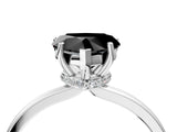 Platinum Fancy Black Heart Cut Diamond Solitaire Ring with Classic Band and Four-Prong Setting_16