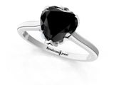 Platinum Fancy Black Heart Cut Diamond Solitaire Ring with Flower Prong Setting and Classic Band_13