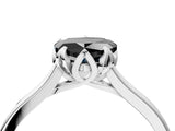 Platinum Fancy Black Heart Cut Diamond Solitaire Ring with Flower Prong Setting and Classic Band_16