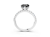 Platinum Fancy Black Heart Cut Diamond Solitaire Ring with Round  Pavé Band and Four-Prong Setting_39