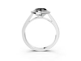 Platinum Fancy Black Heart Cut Halo Bezel Diamond Pave Band Ring_9