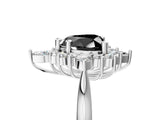 Platinum Fancy Black Heart Cut Halo Diamond Cluster Ring with Marquise and Round Stones on a White Gold Band with Prong Setting_5