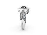 Platinum Fancy Black Heart Cut Halo Diamond Engagement Ring with Pave Split Shank and Four-Prong Setting_8