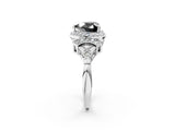 Platinum Fancy Black Heart Cut Halo Diamond Split Shank Engagement Ring with Four-Prong Setting_8