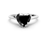 Platinum Fancy Black Heart Cut Solitaire Diamond Ring with Six-Prong Setting and Classic Band_27