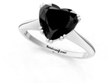 Platinum Fancy Black Heart Cut Solitaire Diamond Ring with Six-Prong Setting and Classic Band_28