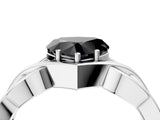 Platinum Fancy Black Heart Cut Solitaire Intertwined Band Prong Setting Ring_10