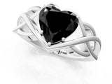 Platinum Fancy Black Heart Cut Solitaire Intertwined Band Prong Setting Ring_7