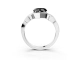 Platinum Fancy Black Heart Cut Solitaire Intertwined Band Prong Setting Ring_9