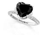 Platinum Fancy Black Heart Cut Solitaire Split Shank Pave Diamond Engagement Ring with Four-Prong Setting_133