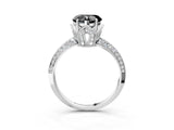 Platinum Fancy Black Heart Cut Solitaire Split Shank Pave Diamond Engagement Ring with Four-Prong Setting_135