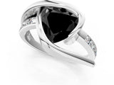 Platinum Fancy Black Heart Cut Solitaire Tension-Set Diamond Split Shank Ring_7