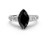 Platinum Fancy Black Marquise Cut Brilliant Diamond Pavé Band with Six-Prong Setting_24