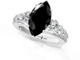 Platinum Fancy Black Marquise Cut Brilliant Diamond Pavé Band with Six-Prong Setting_25