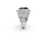 Platinum Fancy Black Marquise Cut Brilliant Halo Pave Diamond Milgrain Ring_14