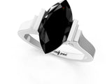 Platinum Fancy Black Marquise Cut Brilliant Solitaire Diamond Ring with Channel Set Band and Bar Prong Setting_55